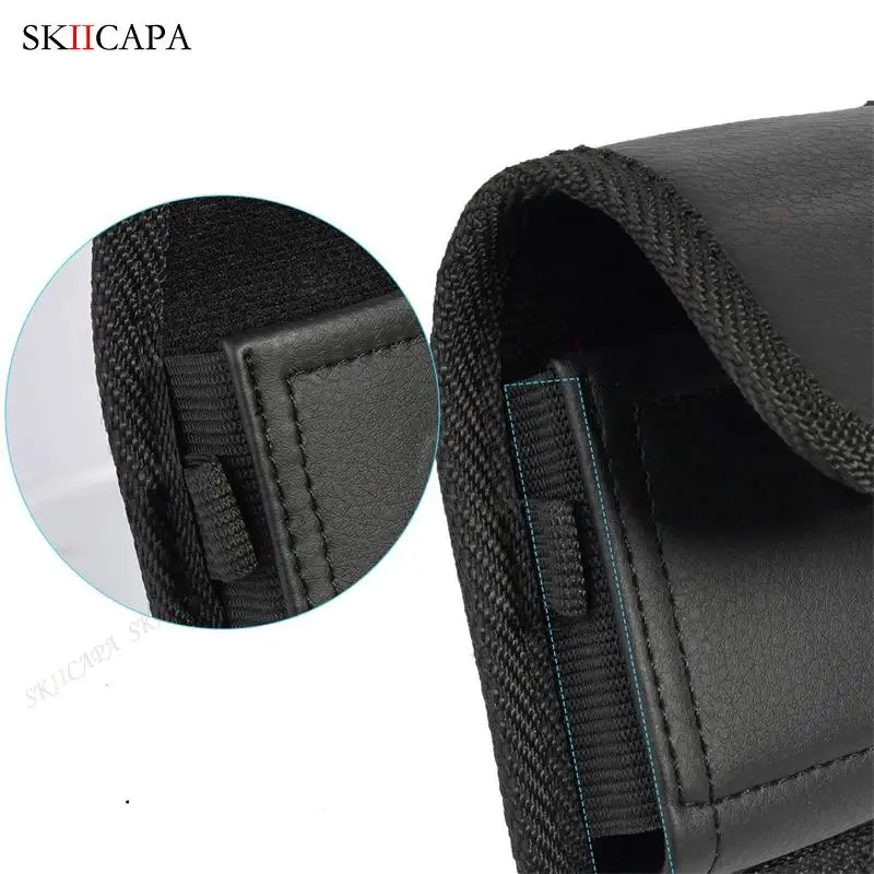 Leather Phone Pouch For Samsung Z Flip 8 7 Belt Clip Holster Oxford Cloth Phone Case For Galaxy Z Flip 4 3 5G SM-F711B Waist Bag