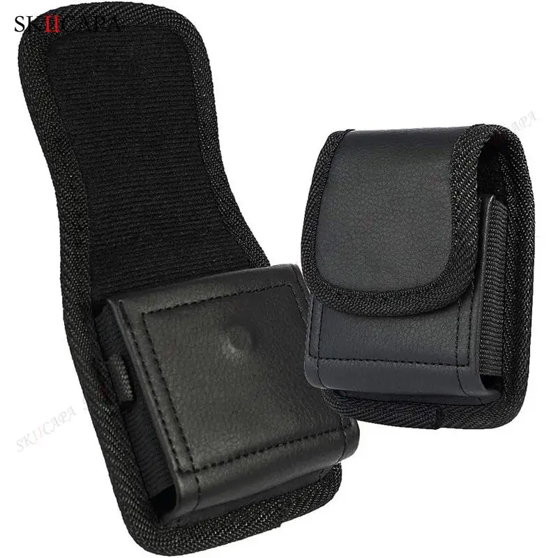 Leather Phone Pouch For Samsung Z Flip 8 7 Belt Clip Holster Oxford Cloth Phone Case For Galaxy Z Flip 4 3 5G SM-F711B Waist Bag