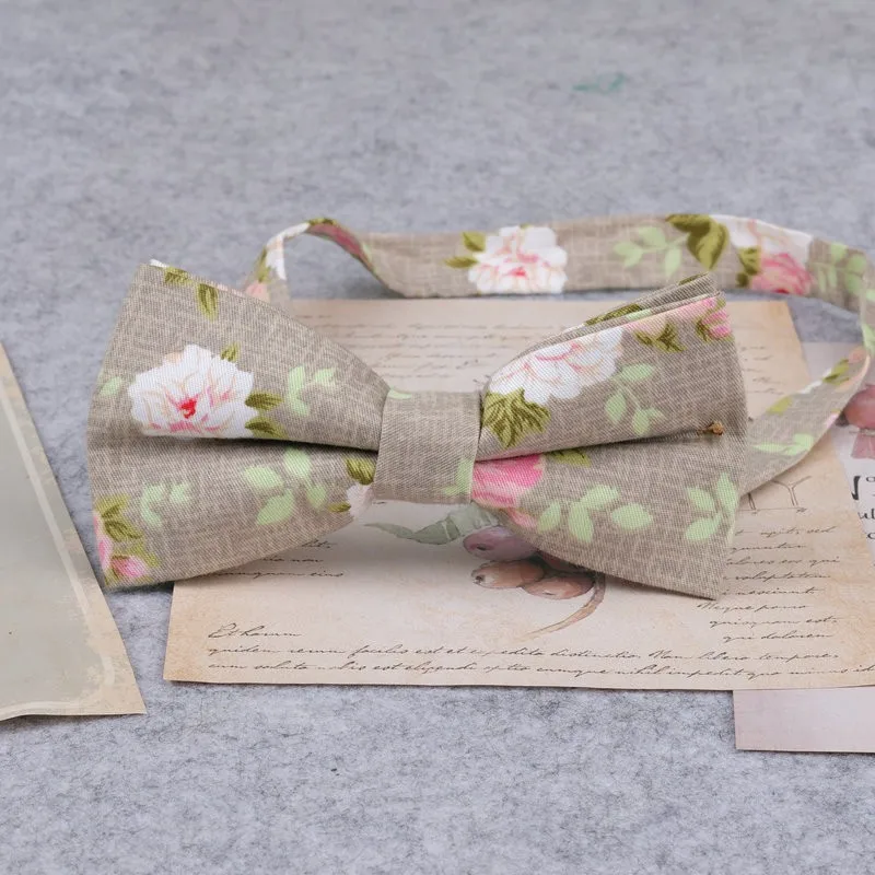 Brand New Men Fashion Retro Flower Print Bow Ties For Man Casual School Boys Cats Pattern Neck Wear Bowtie Accessories Butterfly