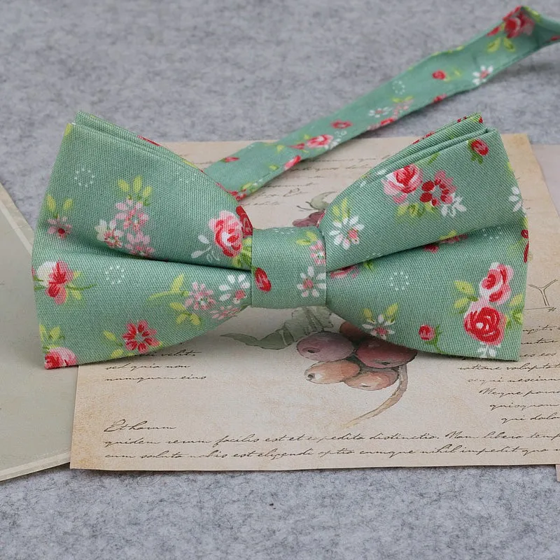 Brand New Men Fashion Retro Flower Print Bow Ties For Man Casual School Boys Cats Pattern Neck Wear Bowtie Accessories Butterfly