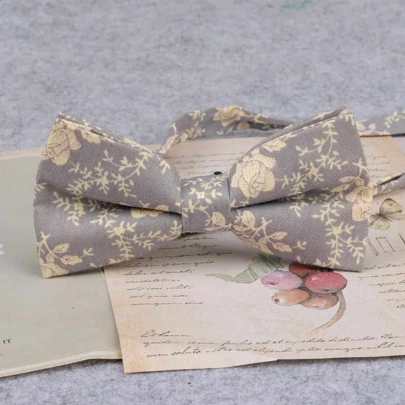 Brand New Men Fashion Retro Flower Print Bow Ties For Man Casual School Boys Cats Pattern Neck Wear Bowtie Accessories Butterfly