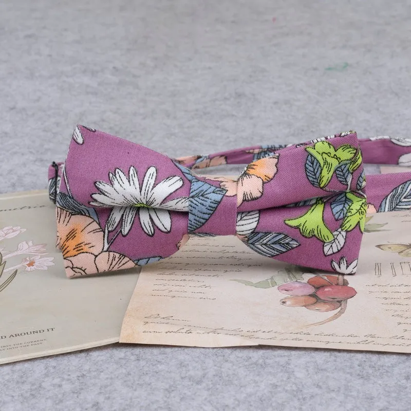 Brand New Men Fashion Retro Flower Print Bow Ties For Man Casual School Boys Cats Pattern Neck Wear Bowtie Accessories Butterfly