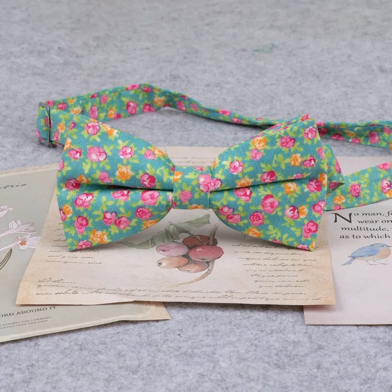 Brand New Men Fashion Retro Flower Print Bow Ties For Man Casual School Boys Cats Pattern Neck Wear Bowtie Accessories Butterfly