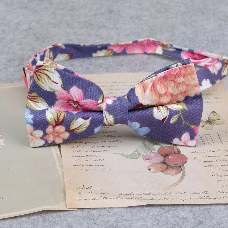 Brand New Men Fashion Retro Flower Print Bow Ties For Man Casual School Boys Cats Pattern Neck Wear Bowtie Accessories Butterfly