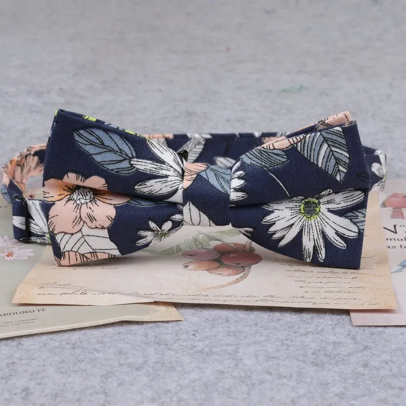 Brand New Men Fashion Retro Flower Print Bow Ties For Man Casual School Boys Cats Pattern Neck Wear Bowtie Accessories Butterfly