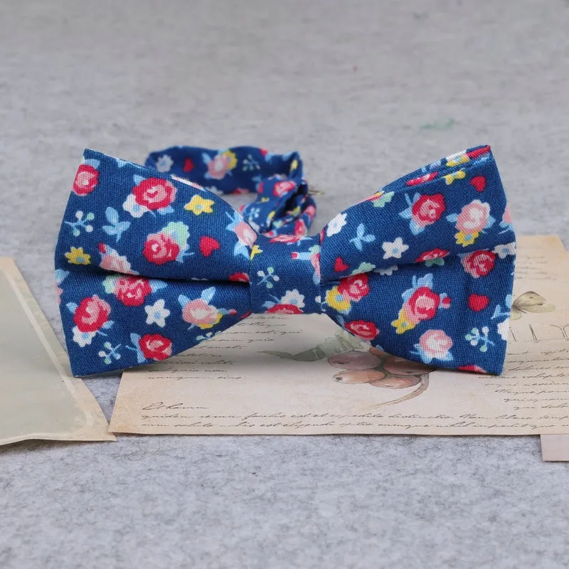 Brand New Men Fashion Retro Flower Print Bow Ties For Man Casual School Boys Cats Pattern Neck Wear Bowtie Accessories Butterfly
