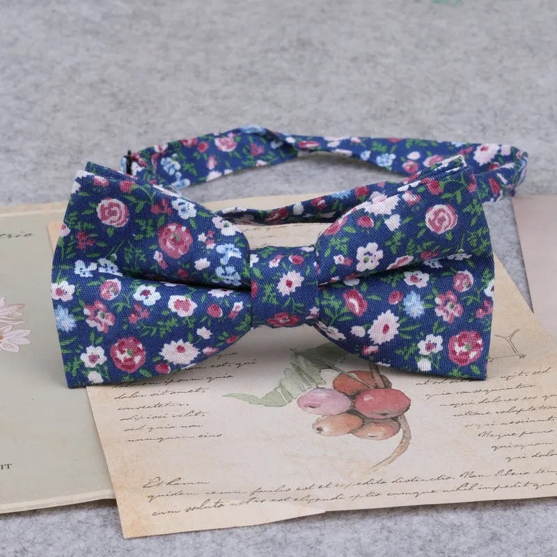 Brand New Men Fashion Retro Flower Print Bow Ties For Man Casual School Boys Cats Pattern Neck Wear Bowtie Accessories Butterfly