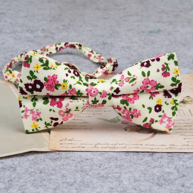 Brand New Men Fashion Retro Flower Print Bow Ties For Man Casual School Boys Cats Pattern Neck Wear Bowtie Accessories Butterfly