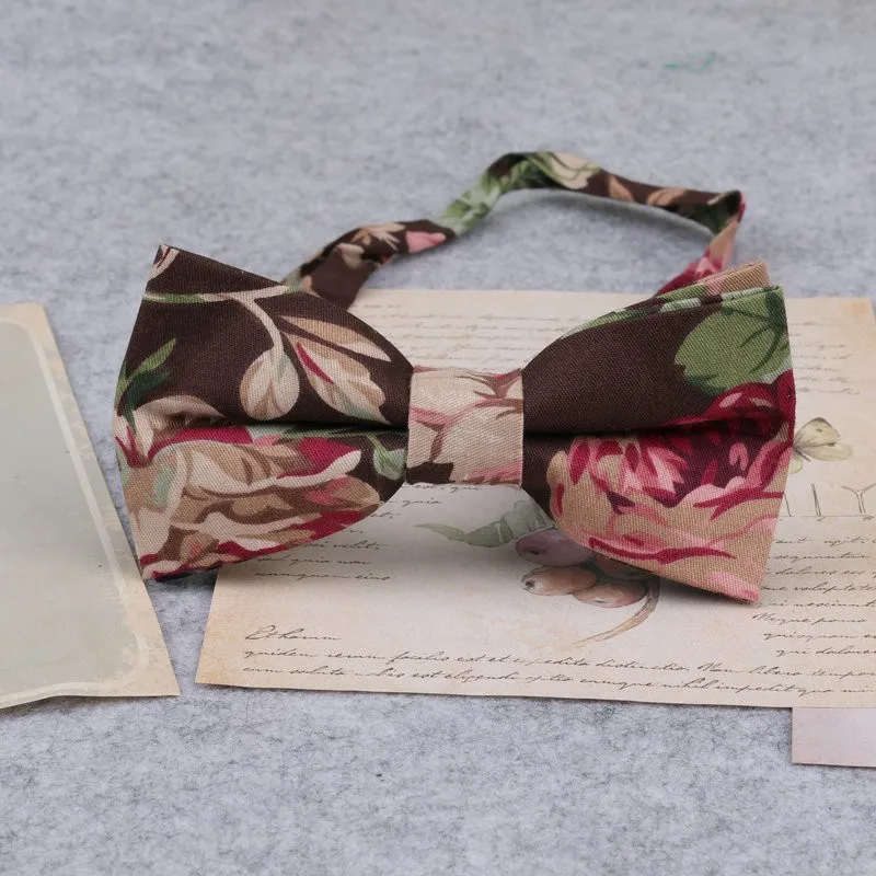 Brand New Men Fashion Retro Flower Print Bow Ties For Man Casual School Boys Cats Pattern Neck Wear Bowtie Accessories Butterfly