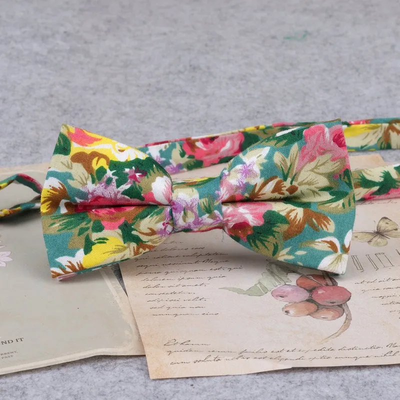 Brand New Men Fashion Retro Flower Print Bow Ties For Man Casual School Boys Cats Pattern Neck Wear Bowtie Accessories Butterfly
