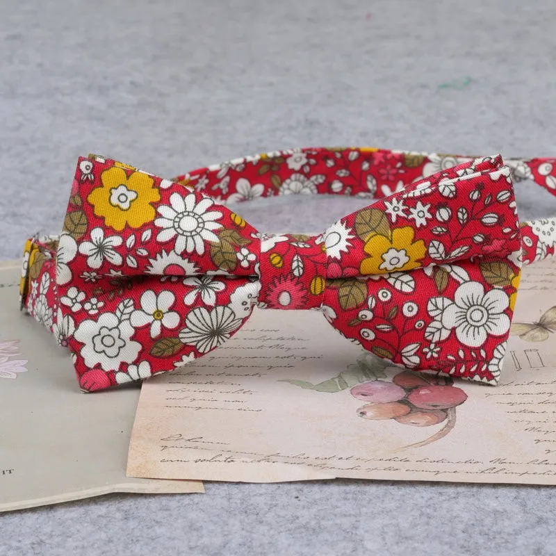 Brand New Men Fashion Retro Flower Print Bow Ties For Man Casual School Boys Cats Pattern Neck Wear Bowtie Accessories Butterfly