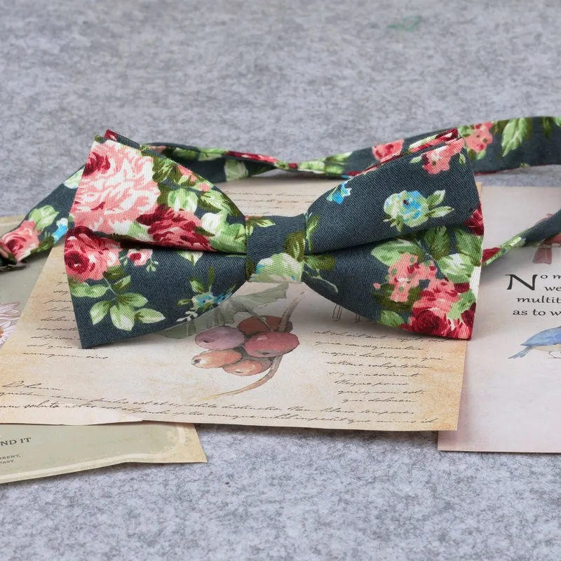 Brand New Men Fashion Retro Flower Print Bow Ties For Man Casual School Boys Cats Pattern Neck Wear Bowtie Accessories Butterfly
