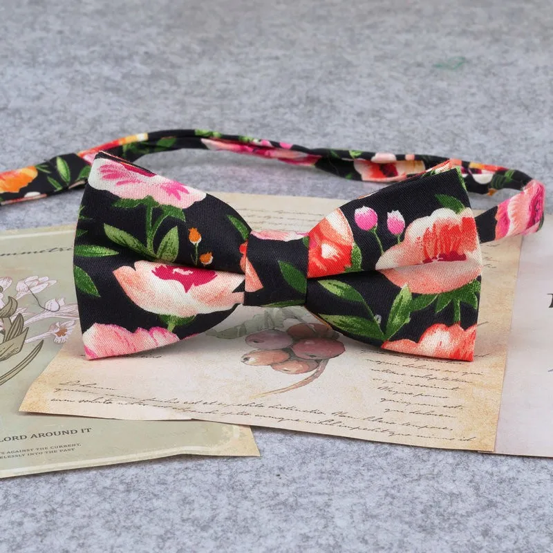 Brand New Men Fashion Retro Flower Print Bow Ties For Man Casual School Boys Cats Pattern Neck Wear Bowtie Accessories Butterfly