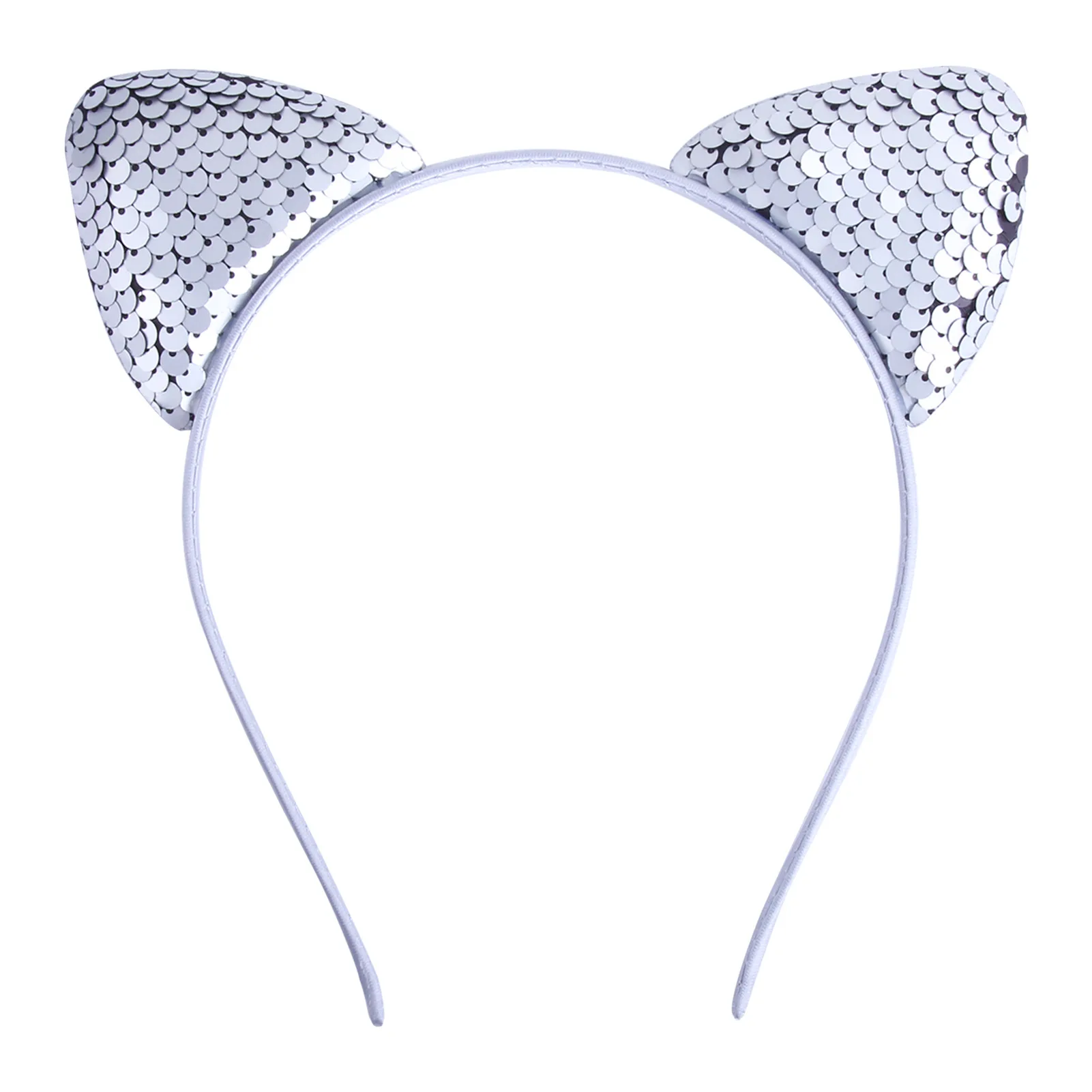 Cat Ear Headbands Reversible Shiny Sequin Hairband Kitty Headband Shine Sequins Hair Hoops for Women and Girls