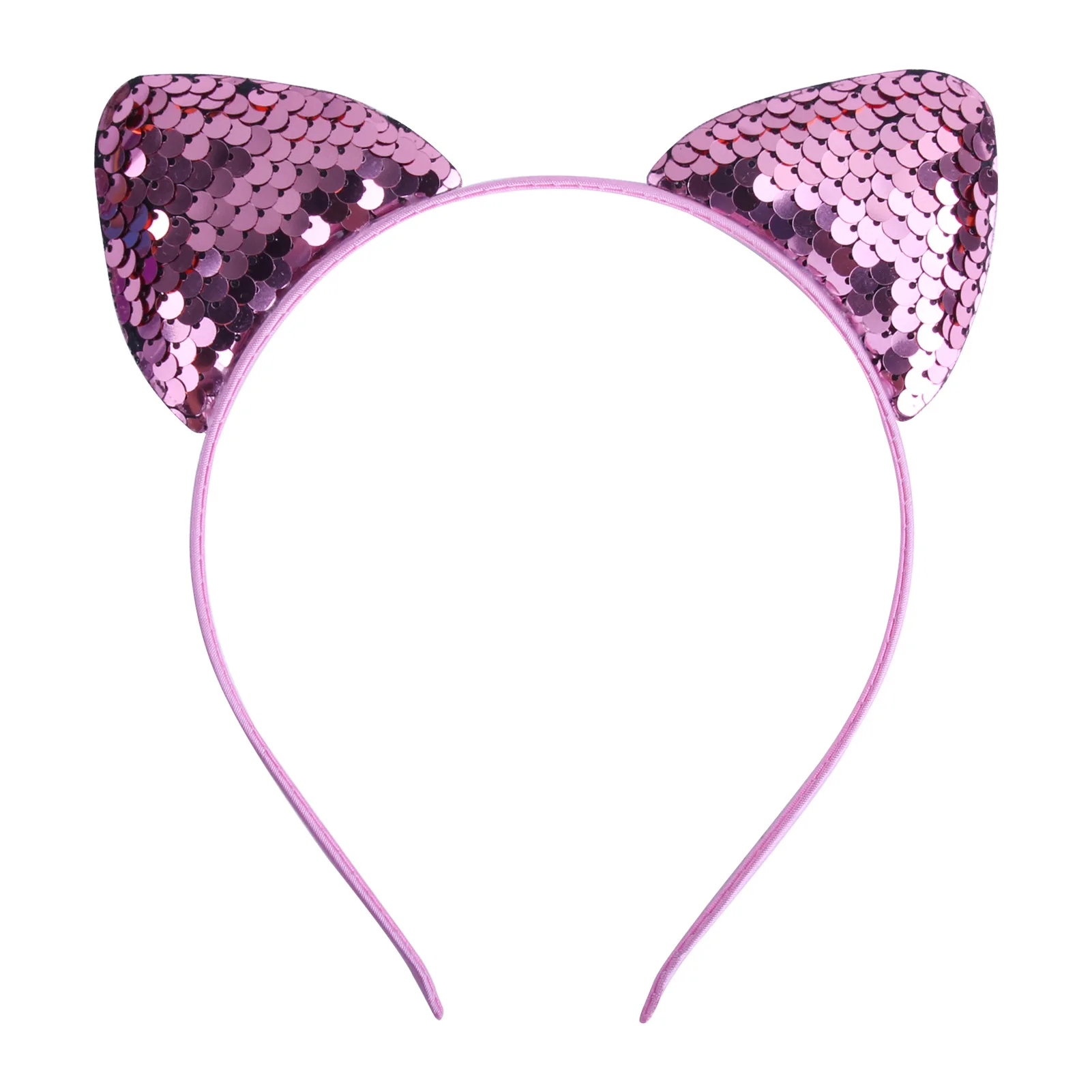 Cat Ear Headbands Reversible Shiny Sequin Hairband Kitty Headband Shine Sequins Hair Hoops for Women and Girls