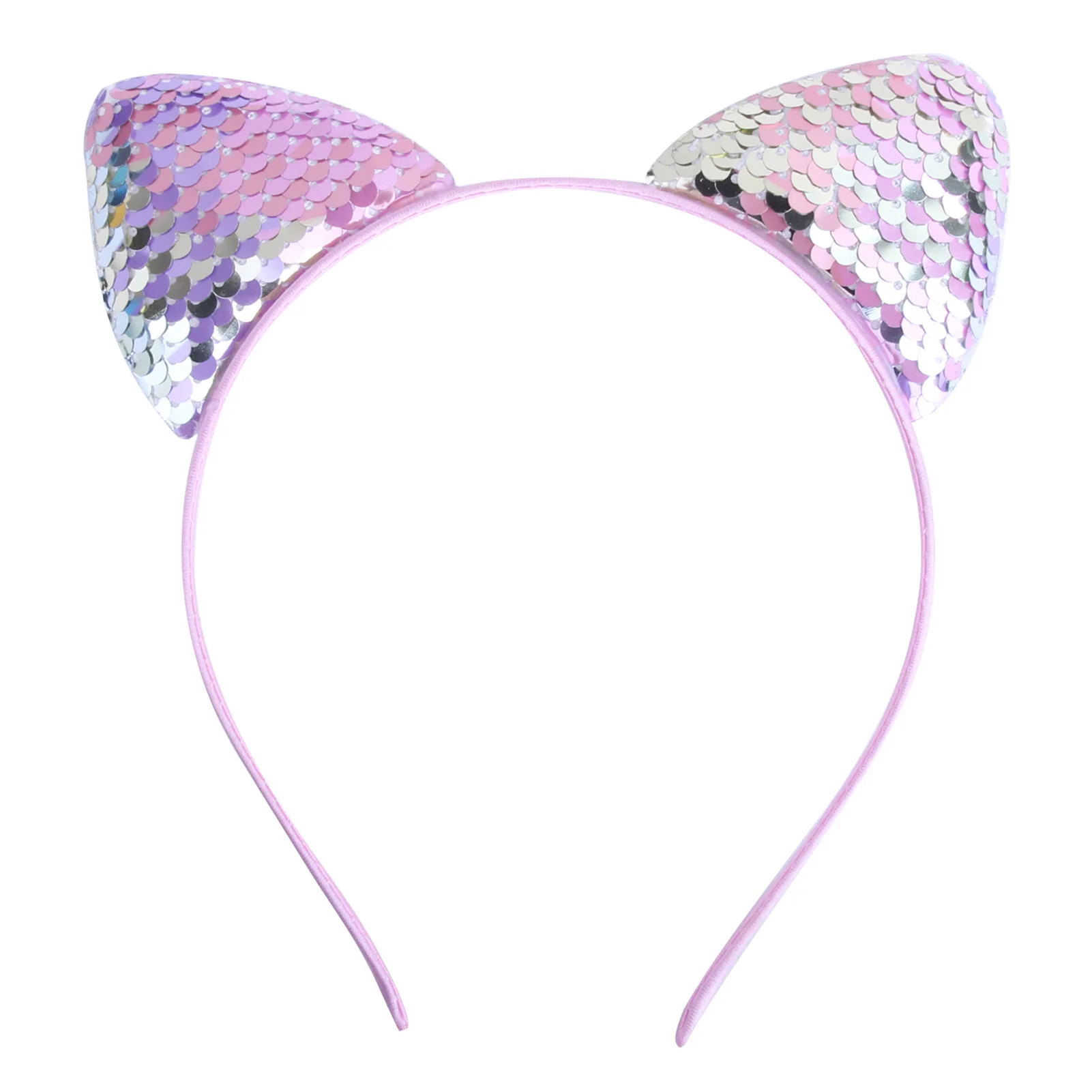 Cat Ear Headbands Reversible Shiny Sequin Hairband Kitty Headband Shine Sequins Hair Hoops for Women and Girls