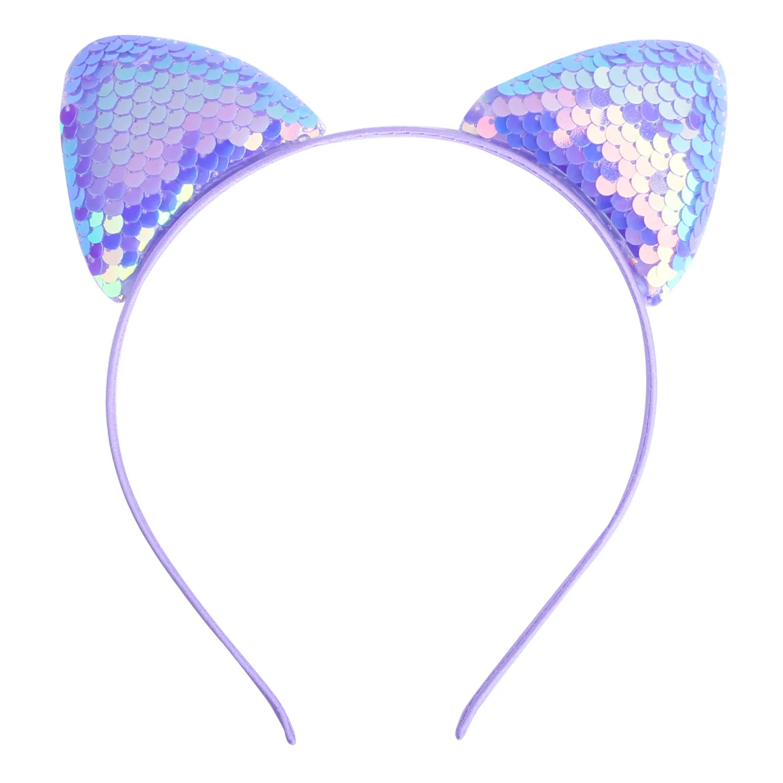 Cat Ear Headbands Reversible Shiny Sequin Hairband Kitty Headband Shine Sequins Hair Hoops for Women and Girls