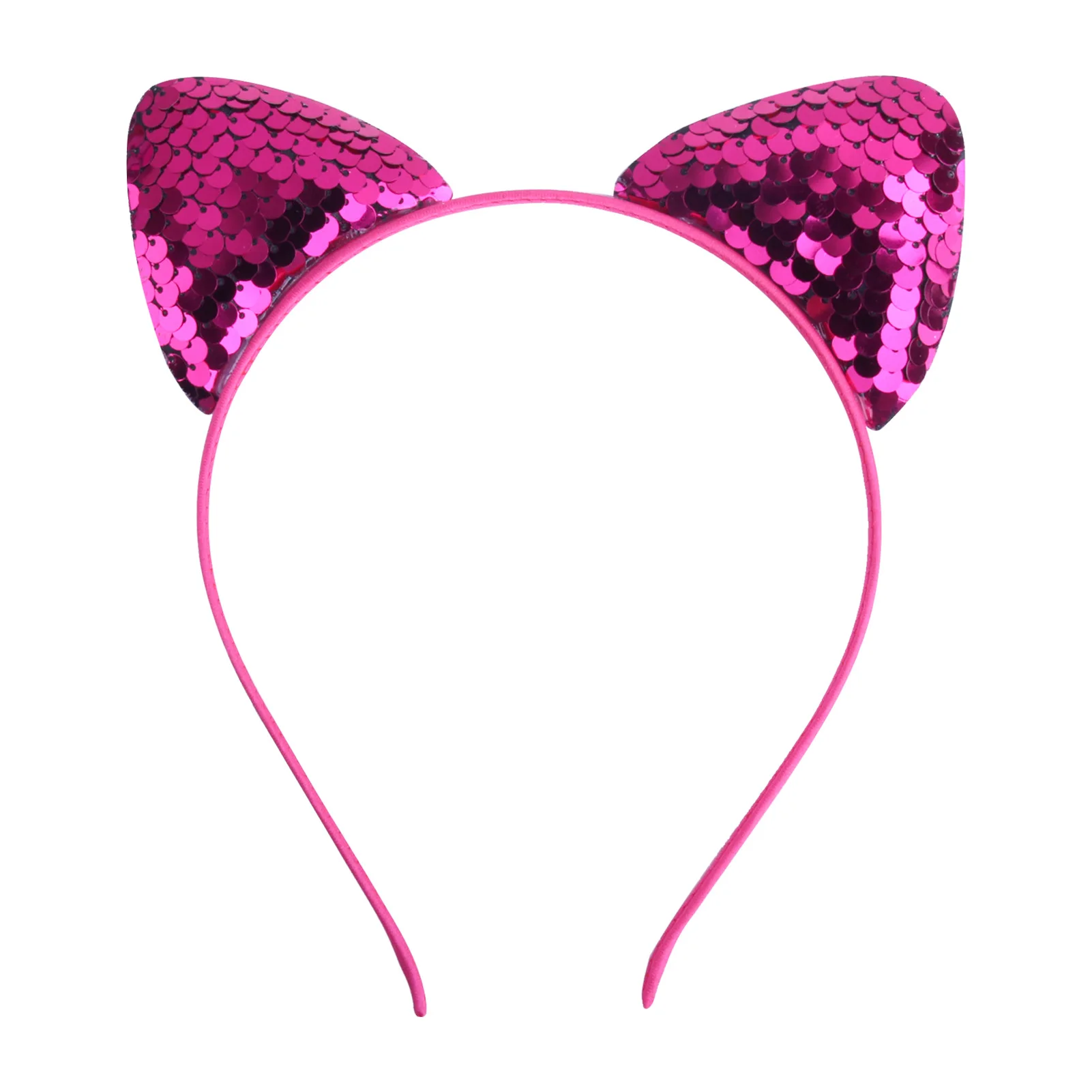 Cat Ear Headbands Reversible Shiny Sequin Hairband Kitty Headband Shine Sequins Hair Hoops for Women and Girls