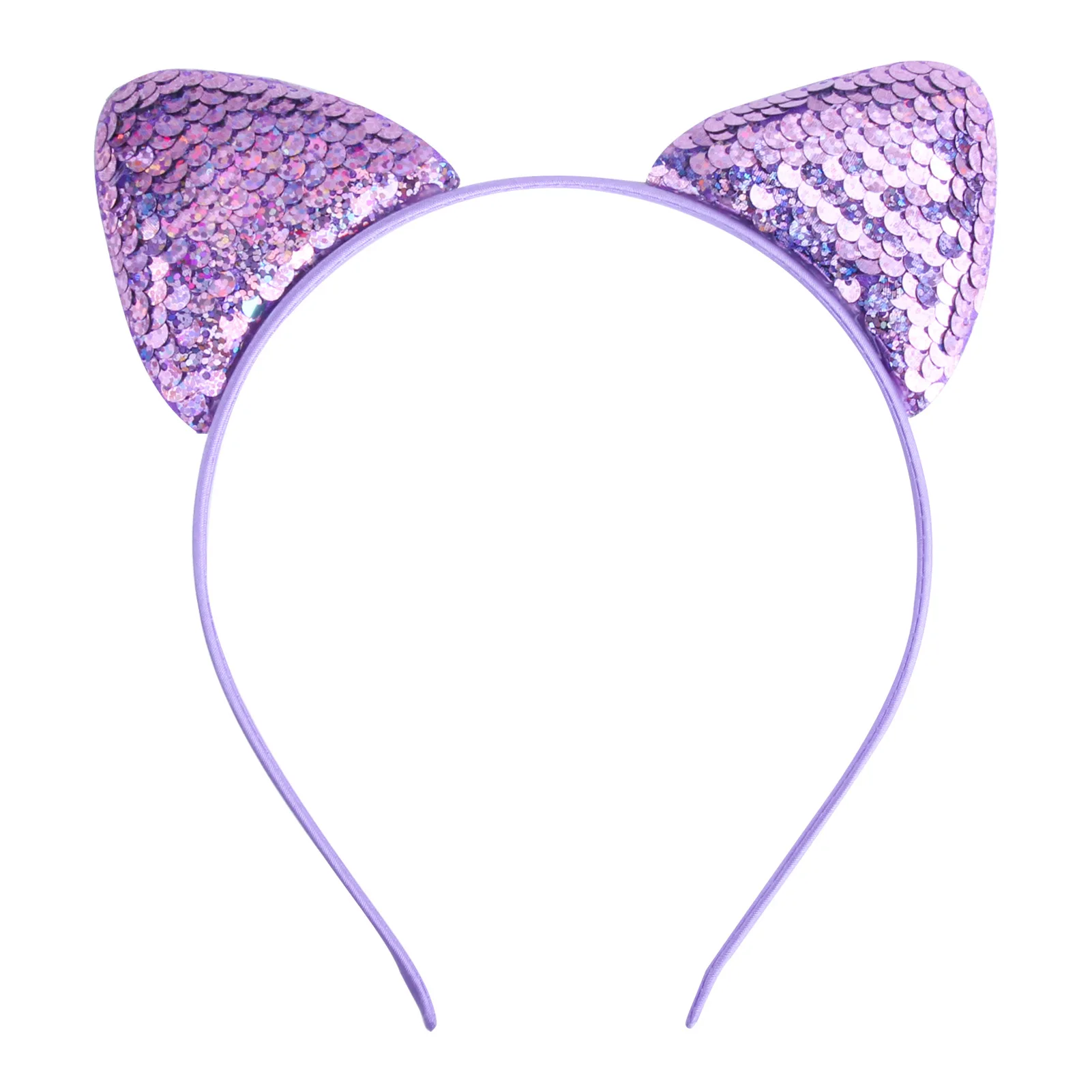 Cat Ear Headbands Reversible Shiny Sequin Hairband Kitty Headband Shine Sequins Hair Hoops for Women and Girls