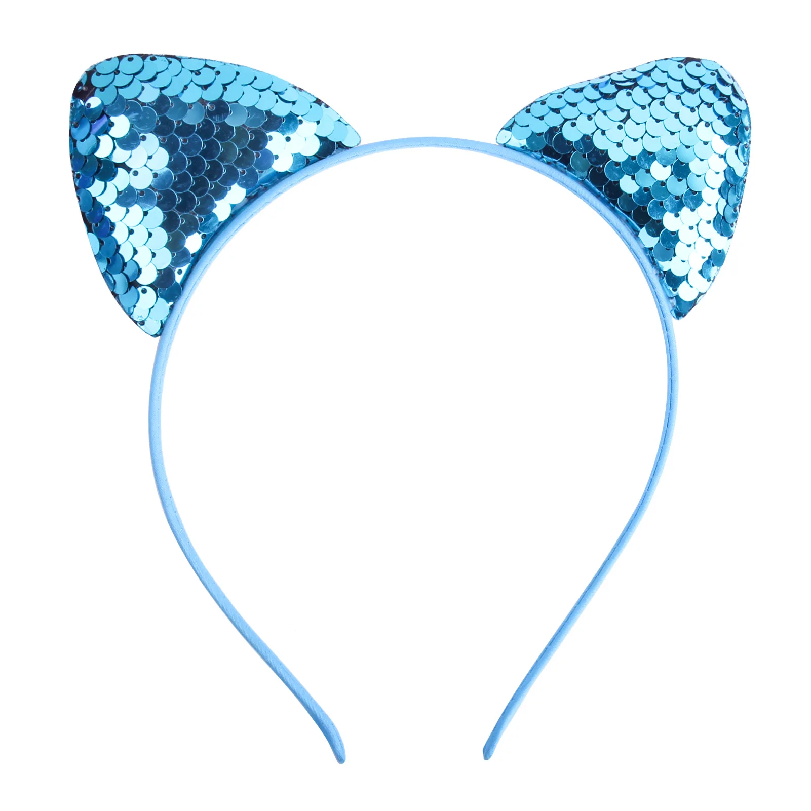 Cat Ear Headbands Reversible Shiny Sequin Hairband Kitty Headband Shine Sequins Hair Hoops for Women and Girls