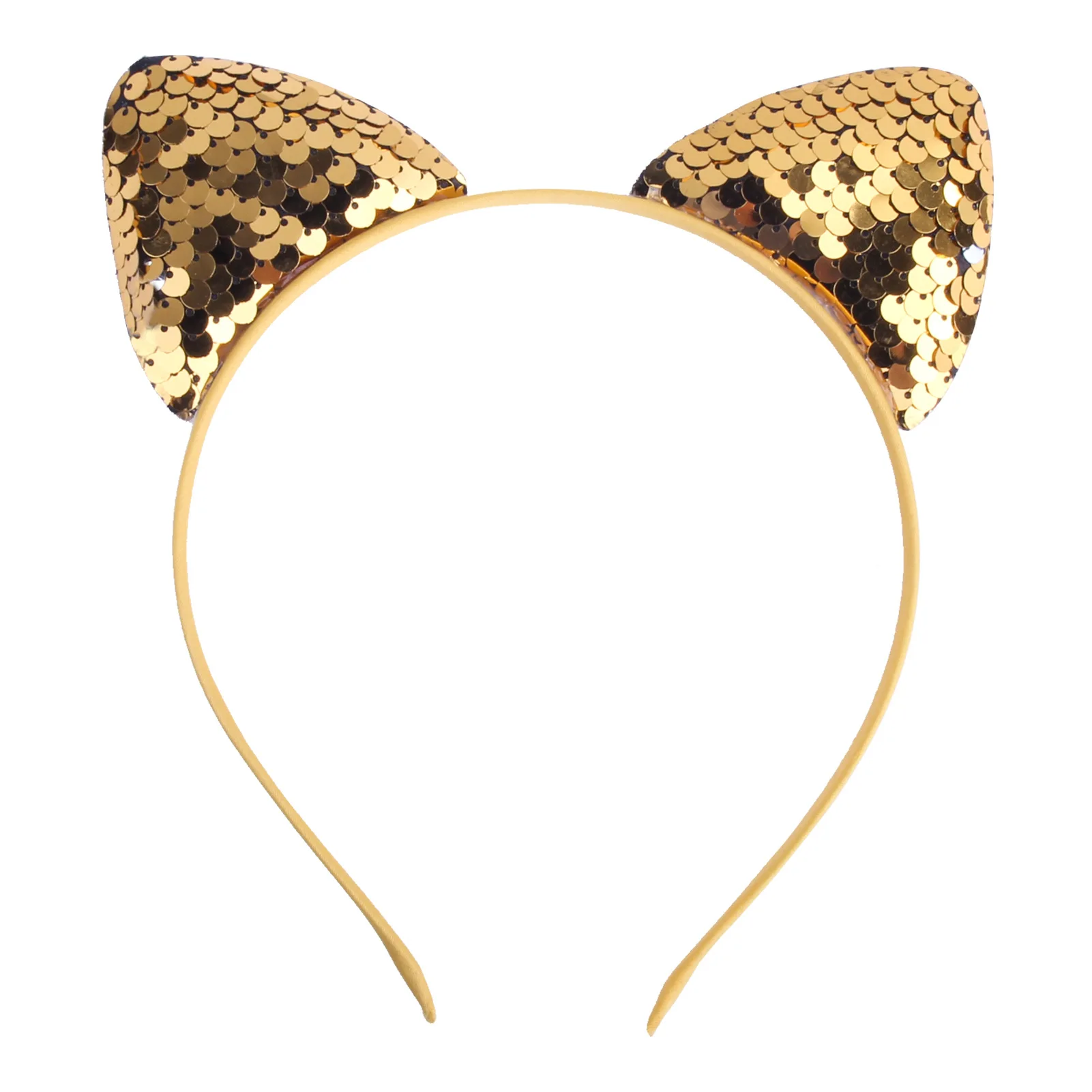 Cat Ear Headbands Reversible Shiny Sequin Hairband Kitty Headband Shine Sequins Hair Hoops for Women and Girls