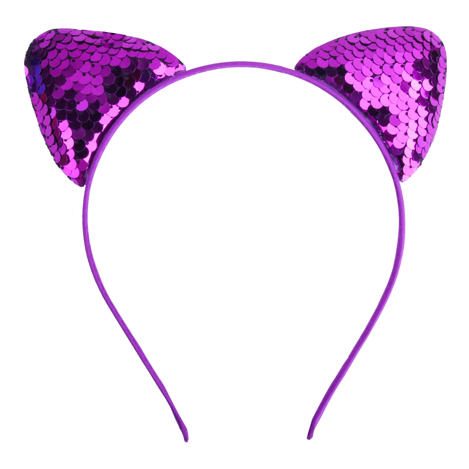 Cat Ear Headbands Reversible Shiny Sequin Hairband Kitty Headband Shine Sequins Hair Hoops for Women and Girls