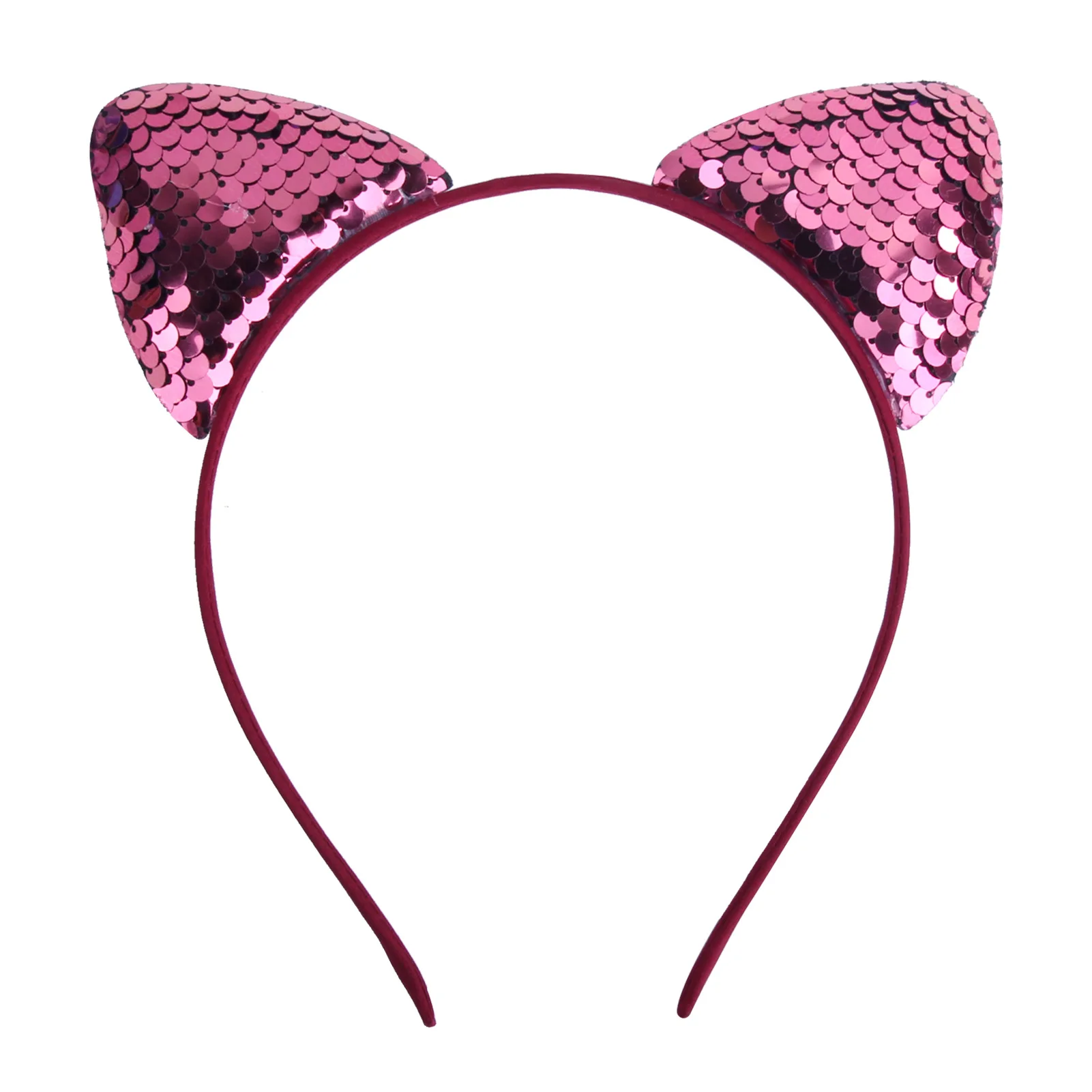 Cat Ear Headbands Reversible Shiny Sequin Hairband Kitty Headband Shine Sequins Hair Hoops for Women and Girls