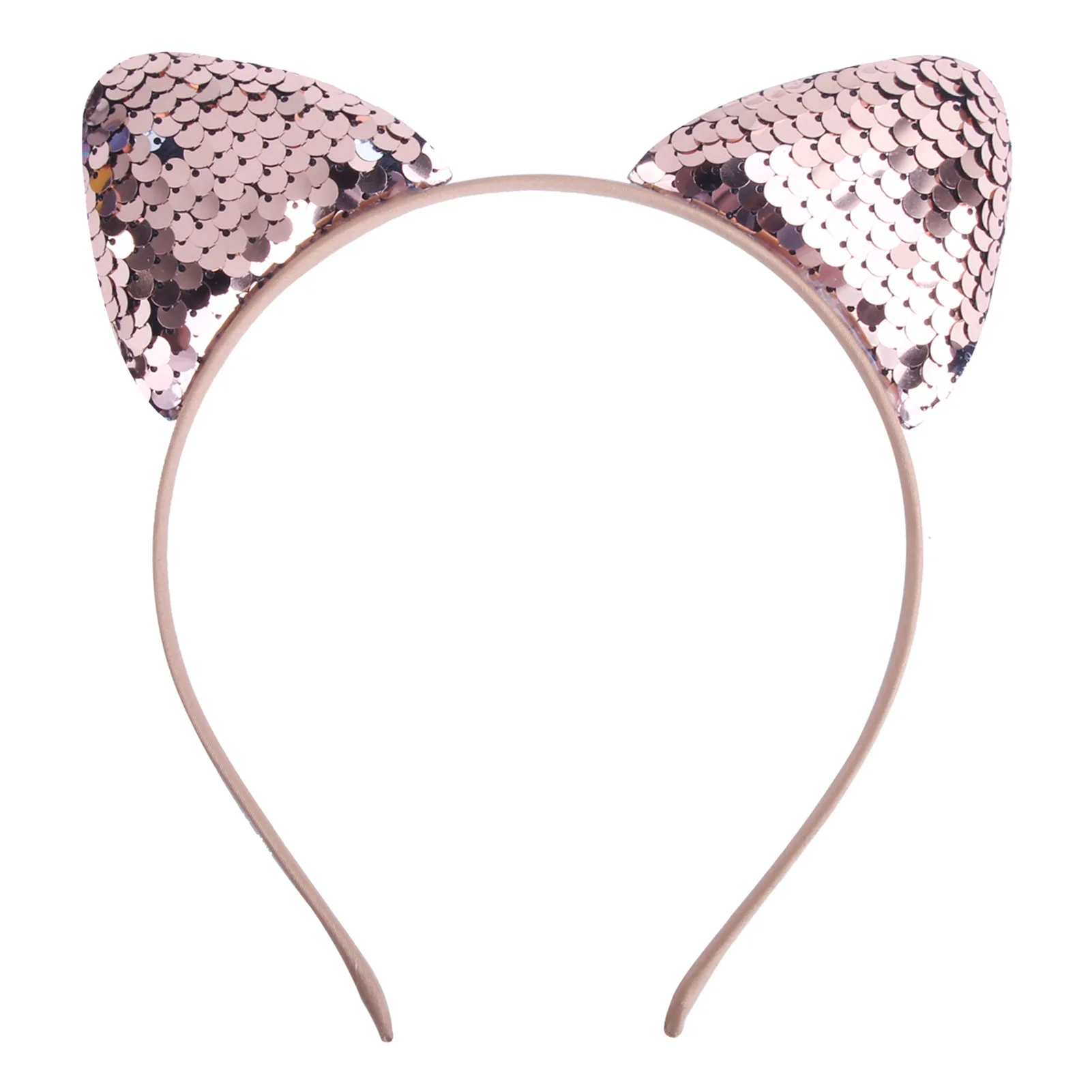Cat Ear Headbands Reversible Shiny Sequin Hairband Kitty Headband Shine Sequins Hair Hoops for Women and Girls