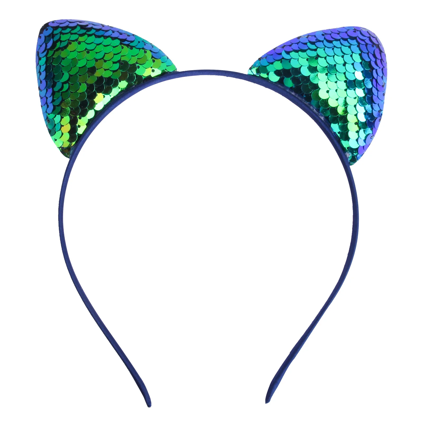 Cat Ear Headbands Reversible Shiny Sequin Hairband Kitty Headband Shine Sequins Hair Hoops for Women and Girls