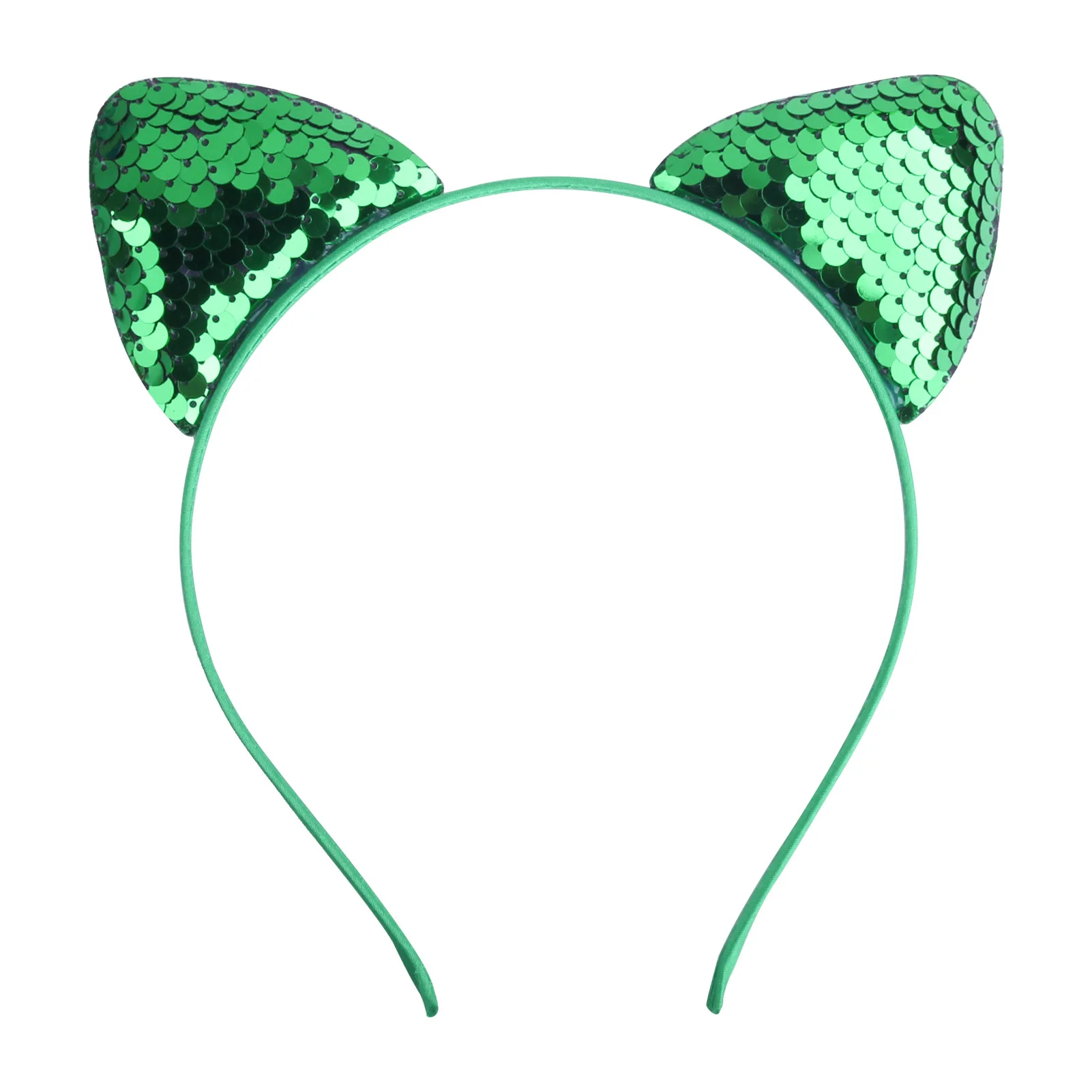 Cat Ear Headbands Reversible Shiny Sequin Hairband Kitty Headband Shine Sequins Hair Hoops for Women and Girls