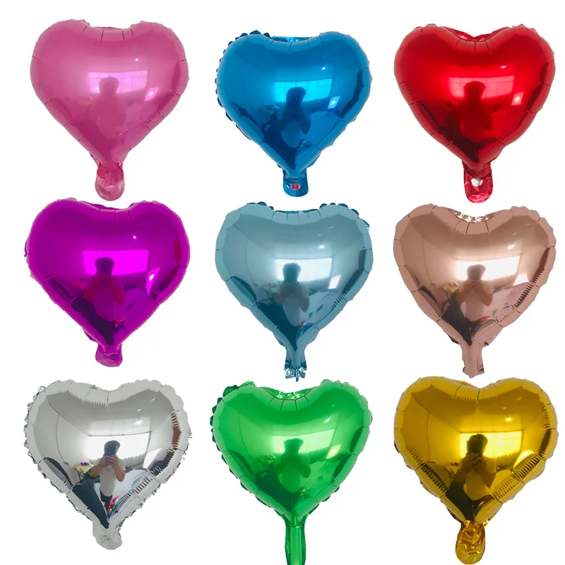 50pcs 10inch Heart Love Aluminum Foil Balloon Baby Shower Child Birthday Party Wedding Decor Supplies Air Balloons Globos