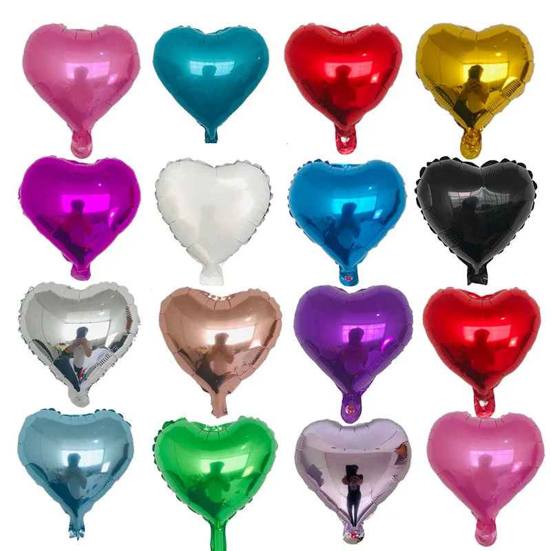 50pcs 10inch Heart Love Aluminum Foil Balloon Baby Shower Child Birthday Party Wedding Decor Supplies Air Balloons Globos