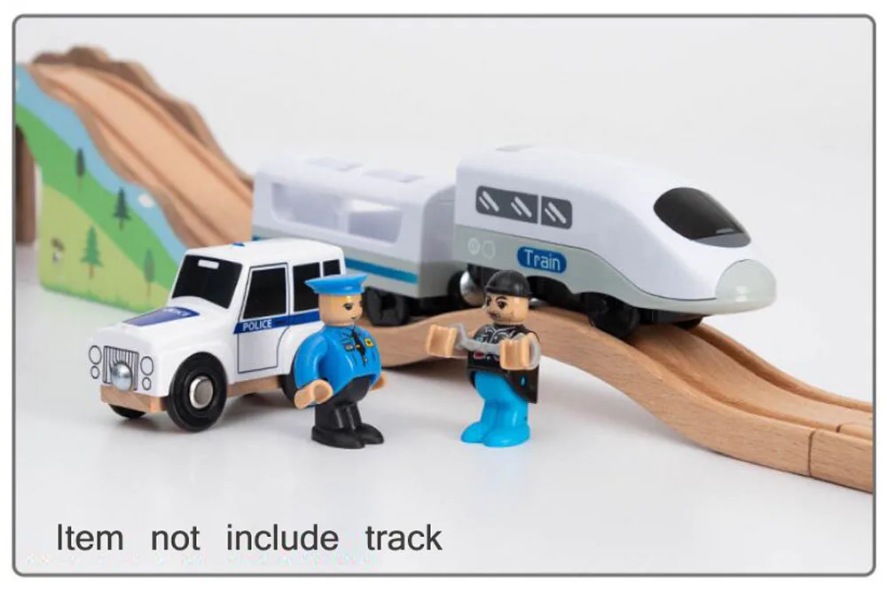 New Fire Truck Magnetic Train Car Ambulance Police Car Fire Truck Helicopter Compatible Brio Wood Track Children's Toys