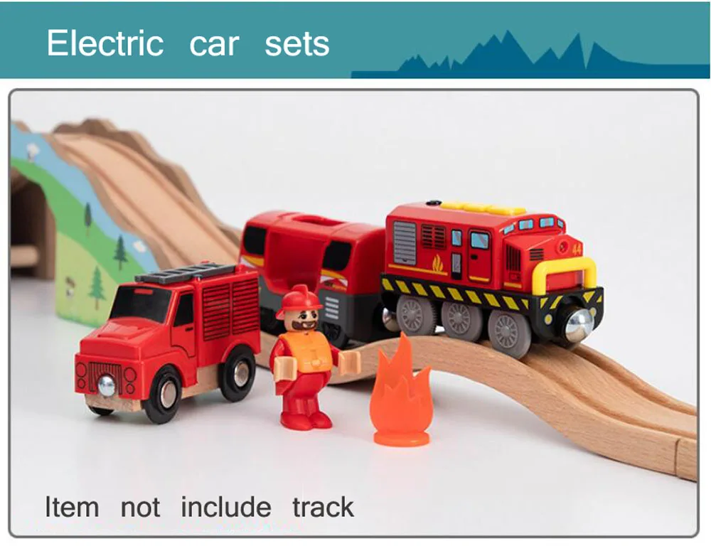 New Fire Truck Magnetic Train Car Ambulance Police Car Fire Truck Helicopter Compatible Brio Wood Track Children's Toys