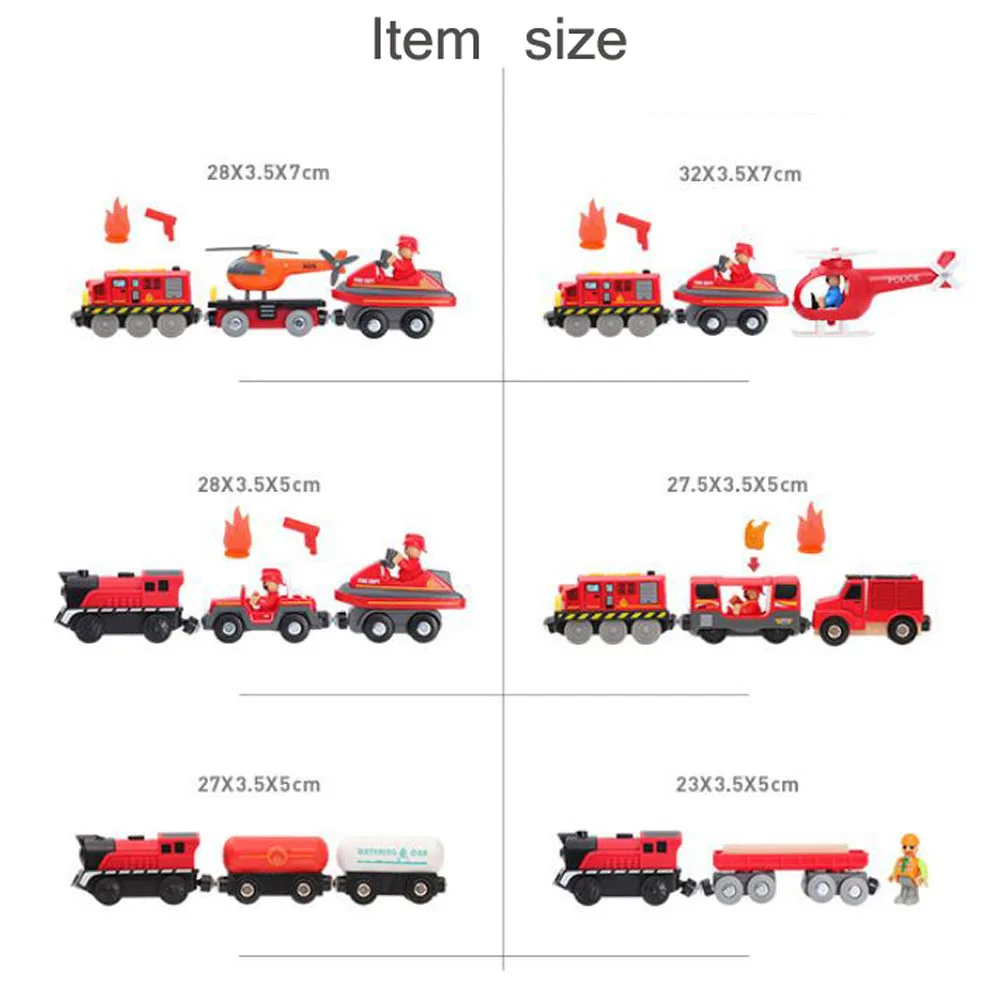 New Fire Truck Magnetic Train Car Ambulance Police Car Fire Truck Helicopter Compatible Brio Wood Track Children's Toys