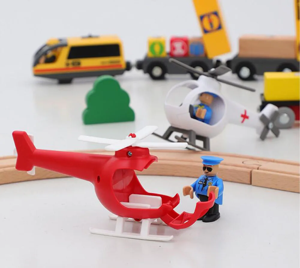 New Fire Truck Magnetic Train Car Ambulance Police Car Fire Truck Helicopter Compatible Brio Wood Track Children's Toys