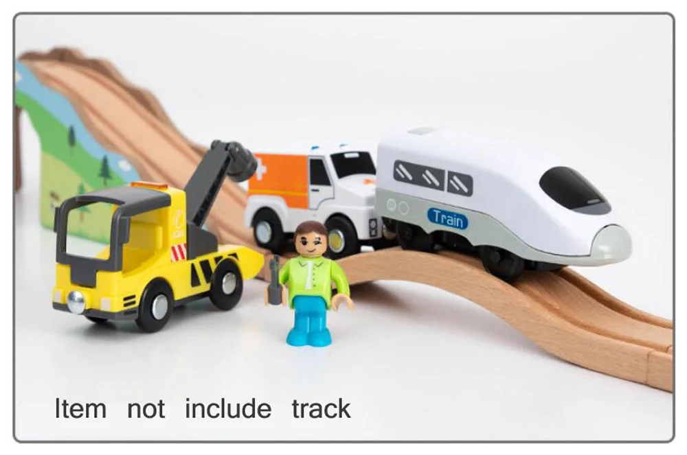 New Fire Truck Magnetic Train Car Ambulance Police Car Fire Truck Helicopter Compatible Brio Wood Track Children's Toys
