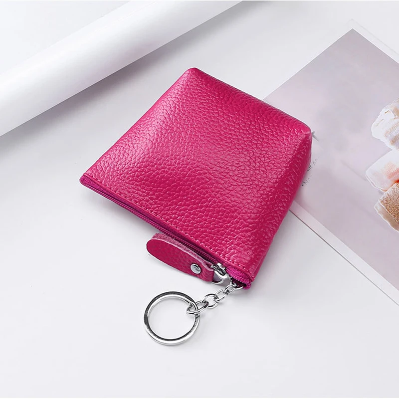 Portable Genuine Leather Coin Purse Vintage Key Card Coin Earphone Holder Pouch for Women Men Mini Wallet