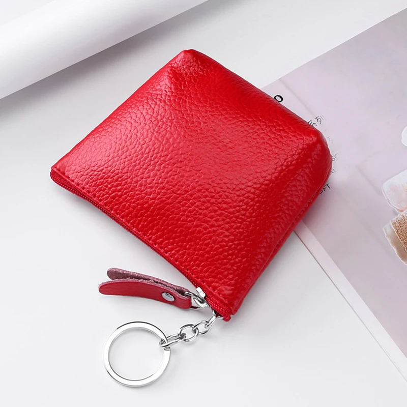 Portable Genuine Leather Coin Purse Vintage Key Card Coin Earphone Holder Pouch for Women Men Mini Wallet