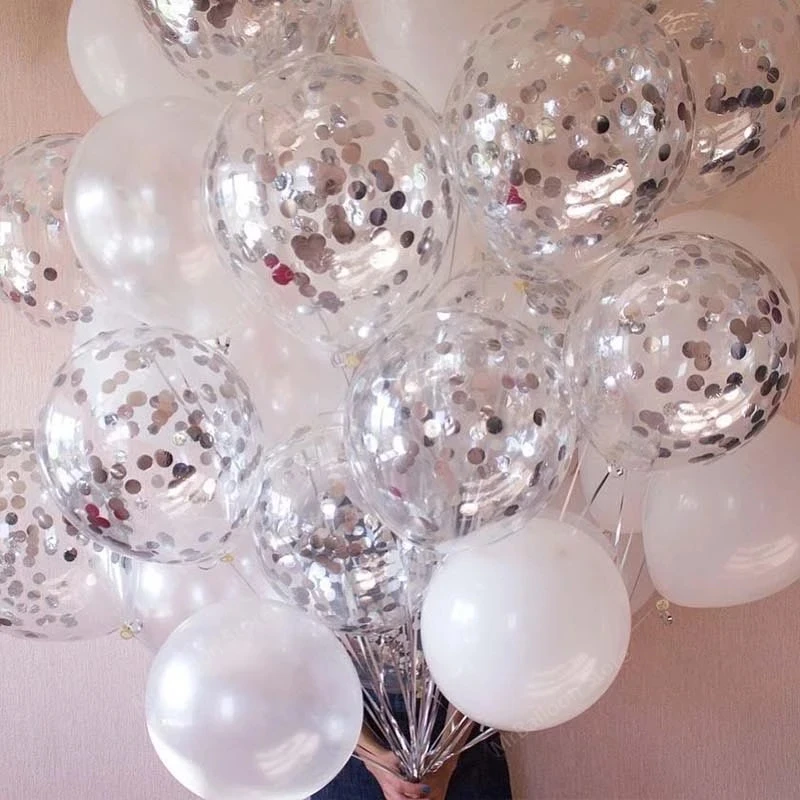 5/10/20pcs Gold Confetti Latex Balloons Glitter Clear Transparent Helium Balloon Wedding Baby Shower Birthday Party Decorations
