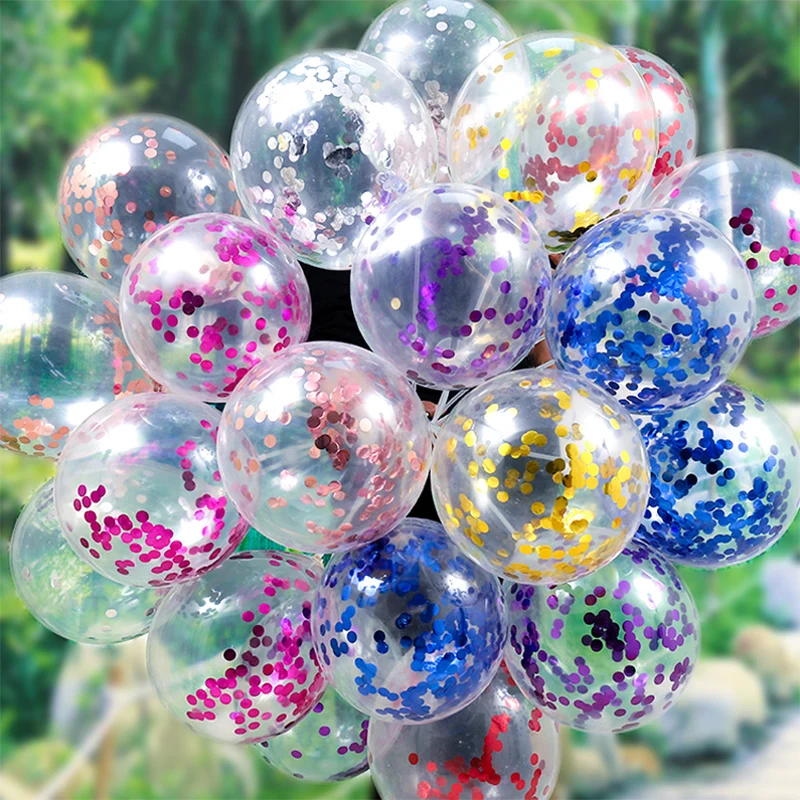 5/10/20pcs Gold Confetti Latex Balloons Glitter Clear Transparent Helium Balloon Wedding Baby Shower Birthday Party Decorations