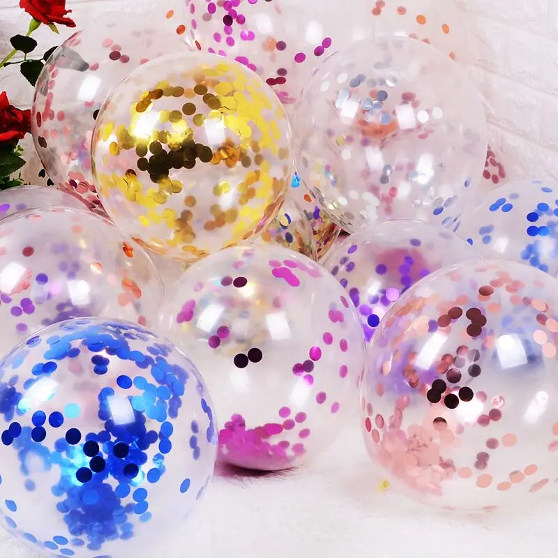 5/10/20pcs Gold Confetti Latex Balloons Glitter Clear Transparent Helium Balloon Wedding Baby Shower Birthday Party Decorations