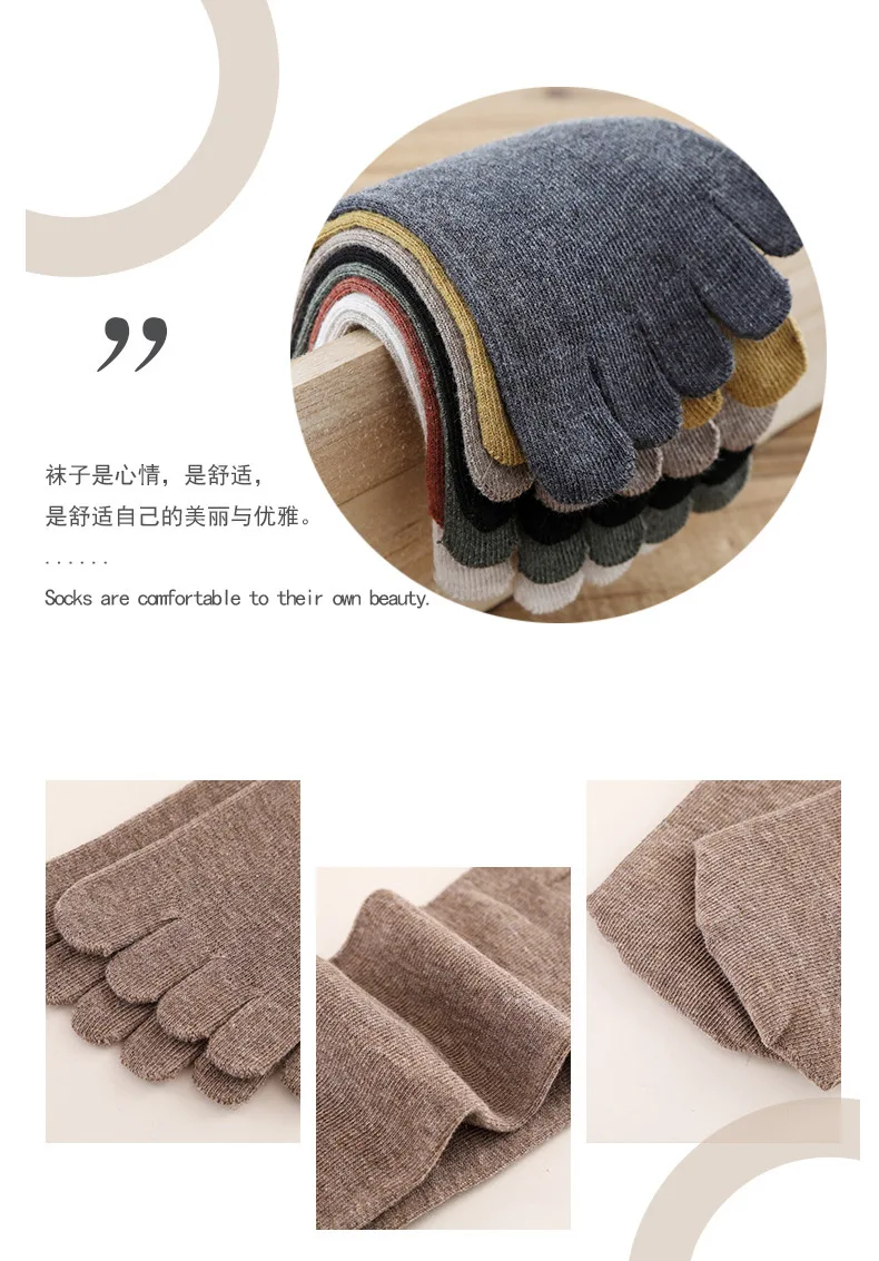 Women Five Finger 100 Cotton Socks Ladies Casual Comfortable Warm Separate Toe Socks Meias Solid Color White Black Short Sock