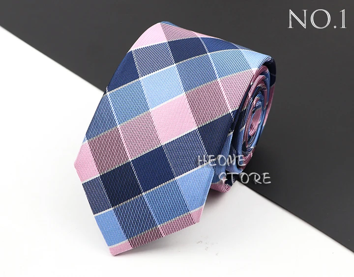 Fashion New Jacquard Woven Necktie For Men Classic Blue Pink Plaid Striped Business Wedding Formal Gravata Daily Wear Ties