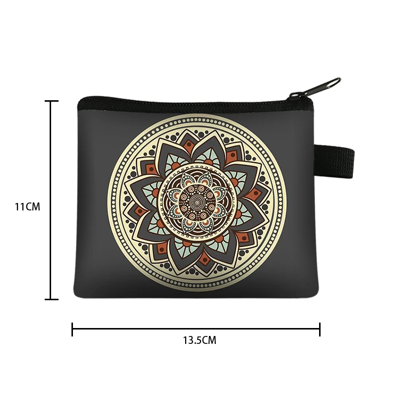 Mandala Flower Print Coin Purse Women Wallet Ladies Multicolor Pattern Cute Coin Bag ID Credit Card Case Mini Coin Holder