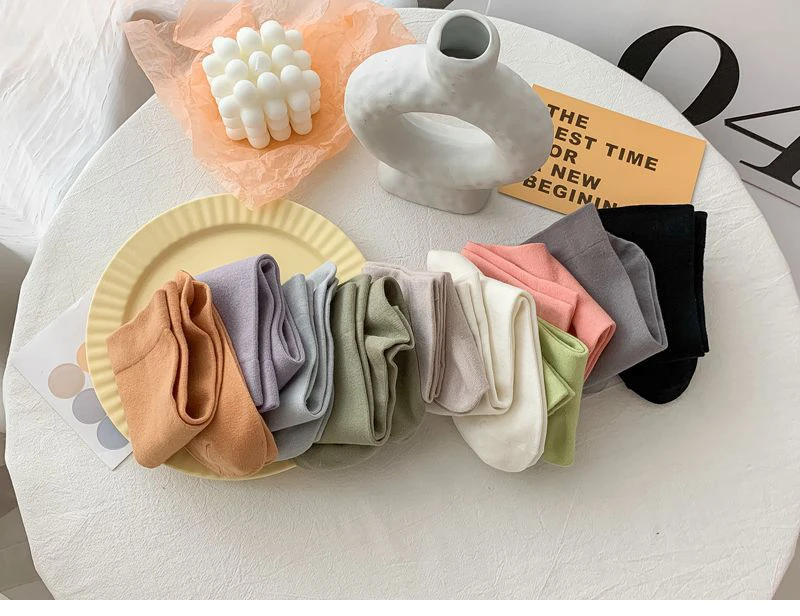 Women Socks New Fashion Candy Color Soft Long Socks Girls Cute Korea Style Breathable Casual Cotton Socks Female Plain Comfort