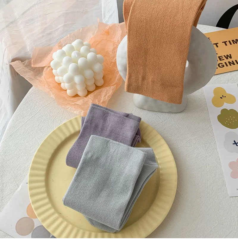 Women Socks New Fashion Candy Color Soft Long Socks Girls Cute Korea Style Breathable Casual Cotton Socks Female Plain Comfort
