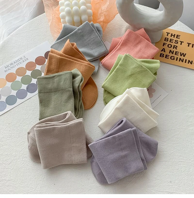 Women Socks New Fashion Candy Color Soft Long Socks Girls Cute Korea Style Breathable Casual Cotton Socks Female Plain Comfort