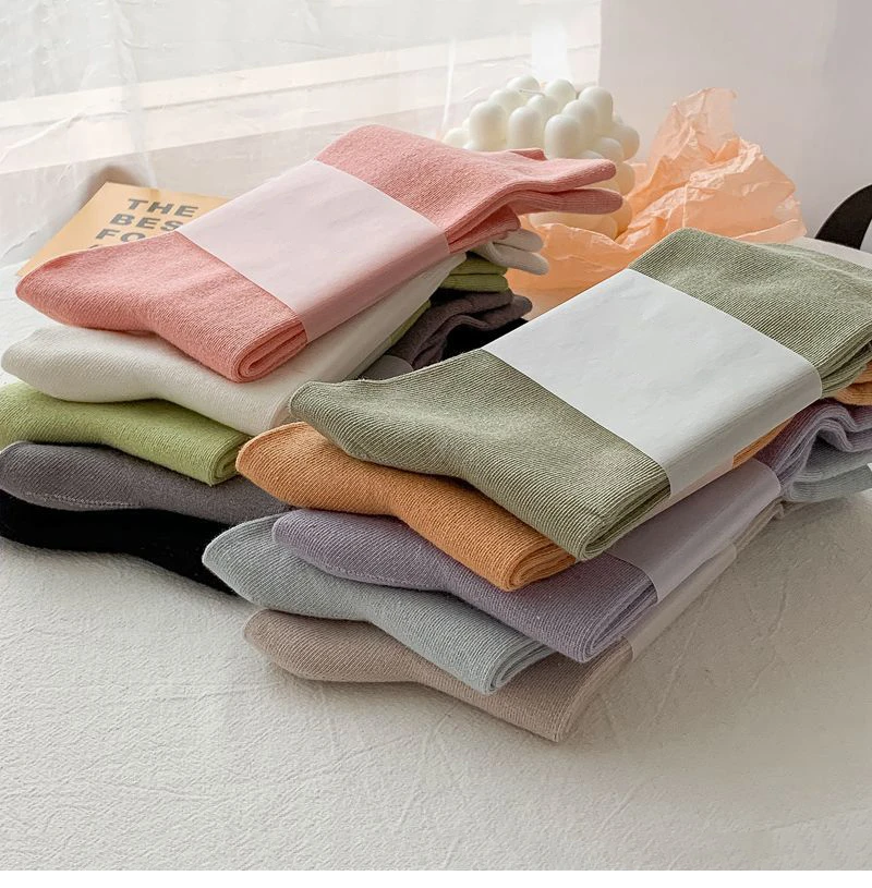 Women Socks New Fashion Candy Color Soft Long Socks Girls Cute Korea Style Breathable Casual Cotton Socks Female Plain Comfort