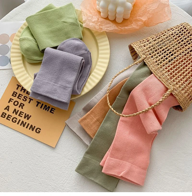 Women Socks New Fashion Candy Color Soft Long Socks Girls Cute Korea Style Breathable Casual Cotton Socks Female Plain Comfort